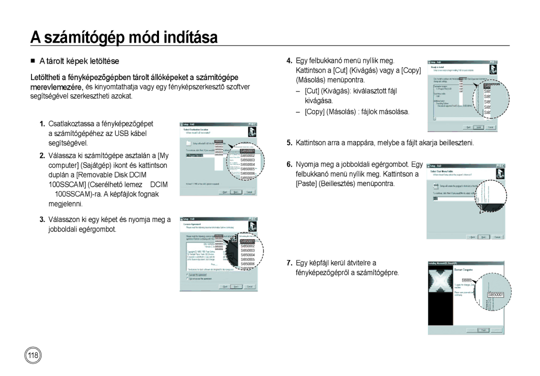 Samsung EC-I85ZZSBA/E3, EC-I85ZZBBA/E3, EC-I85ZZBBA/E1, EC-I85ZZRBA/E1 manual  a tárolt képek letöltése, Segítségével 