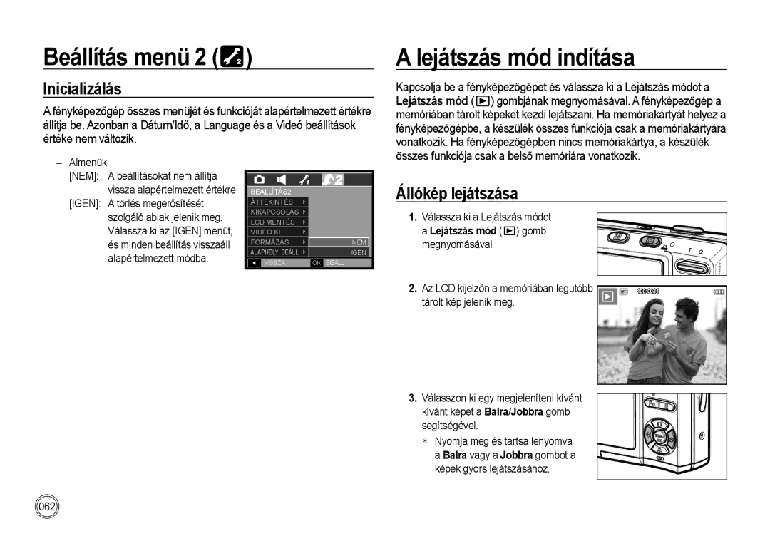 Samsung EC-I85ZZSBA/E3 manual Lejátszás mód indítása, Inicializálás, Állókép lejátszása, Lejátszás mód gomb megnyomásával 