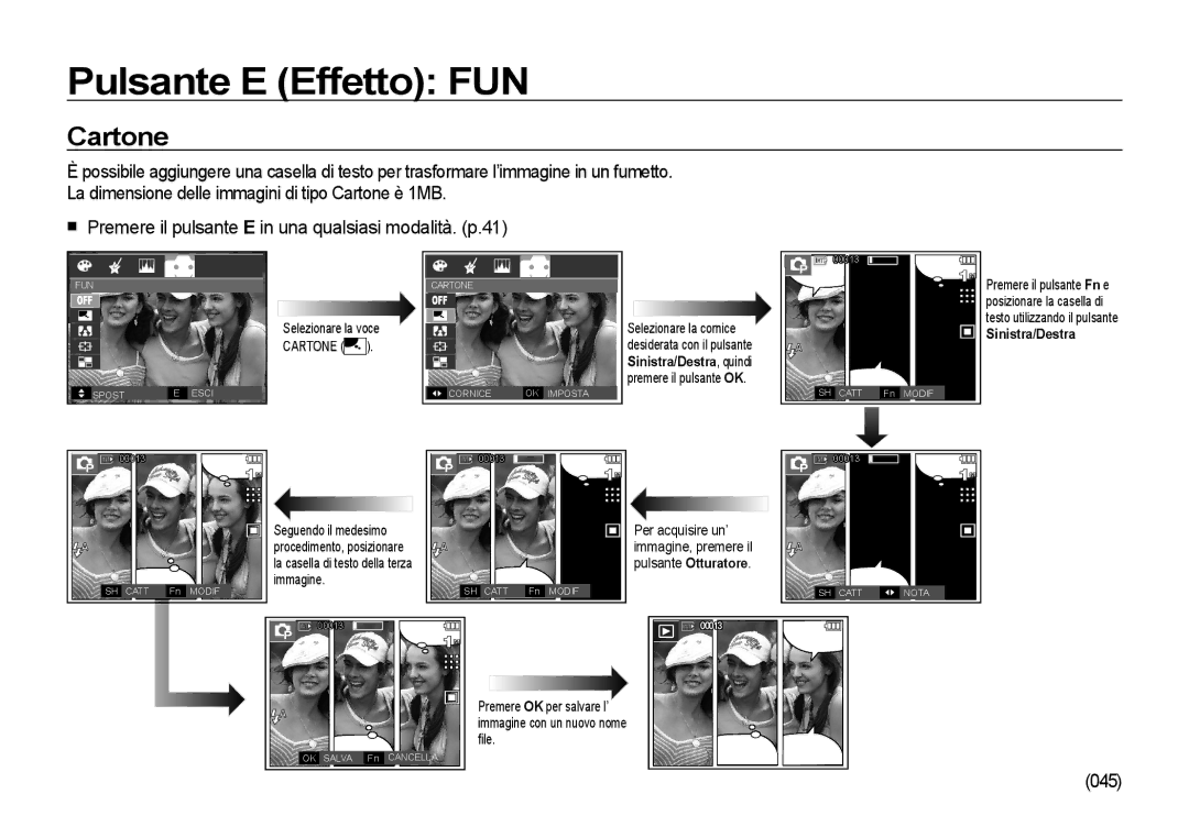 Samsung EC-I85ZZRBA/IT, EC-I85ZZBBA/E3, EC-I85ZZBBA/E1, EC-I85ZZSBA/E2, EC-I85ZZSBA/E1 Pulsante E Effetto FUN, Cartone, 045 