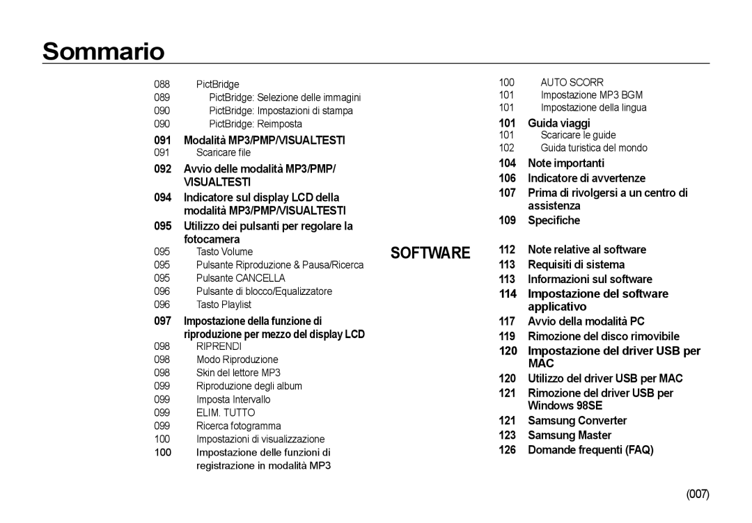 Samsung EC-I85ZZSBA/IT, EC-I85ZZBBA/E3 manual 007, Prima di rivolgersi a un centro di, Impostazione del driver USB per 