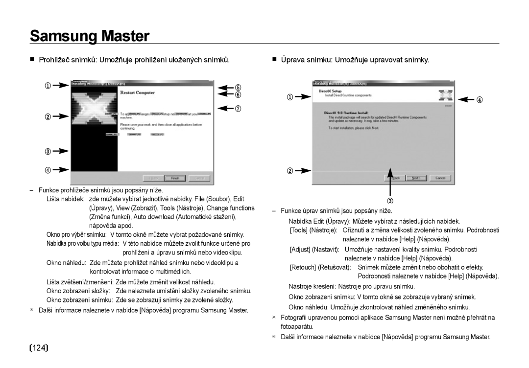 Samsung EC-I85ZZSBA/E3, EC-I85ZZBBA/E3, EC-I85ZZRBA/DE manual 124,  Prohlížeč snímků Umožňuje prohlížení uložených snímků 