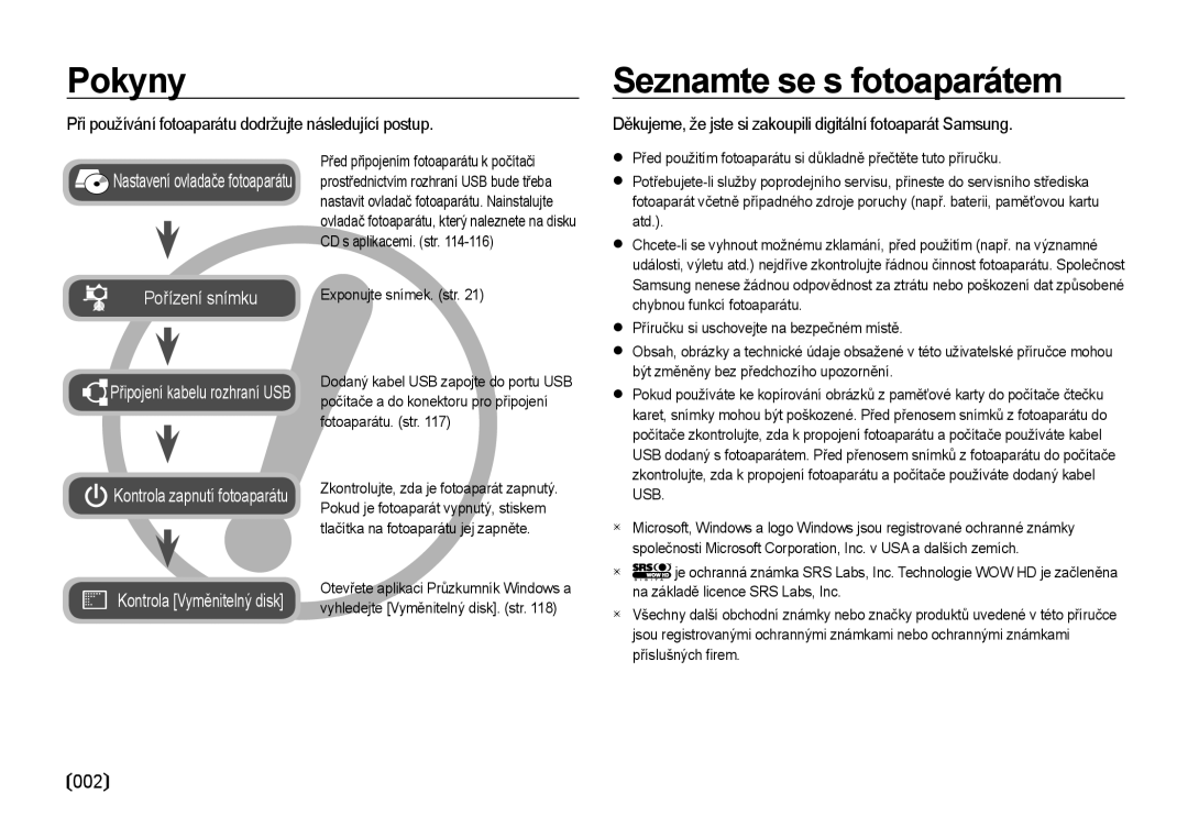 Samsung EC-I85ZZRBA/DE Pokyny, Seznamte se s fotoaparátem, 002, Při používání fotoaparátu dodržujte následující postup 