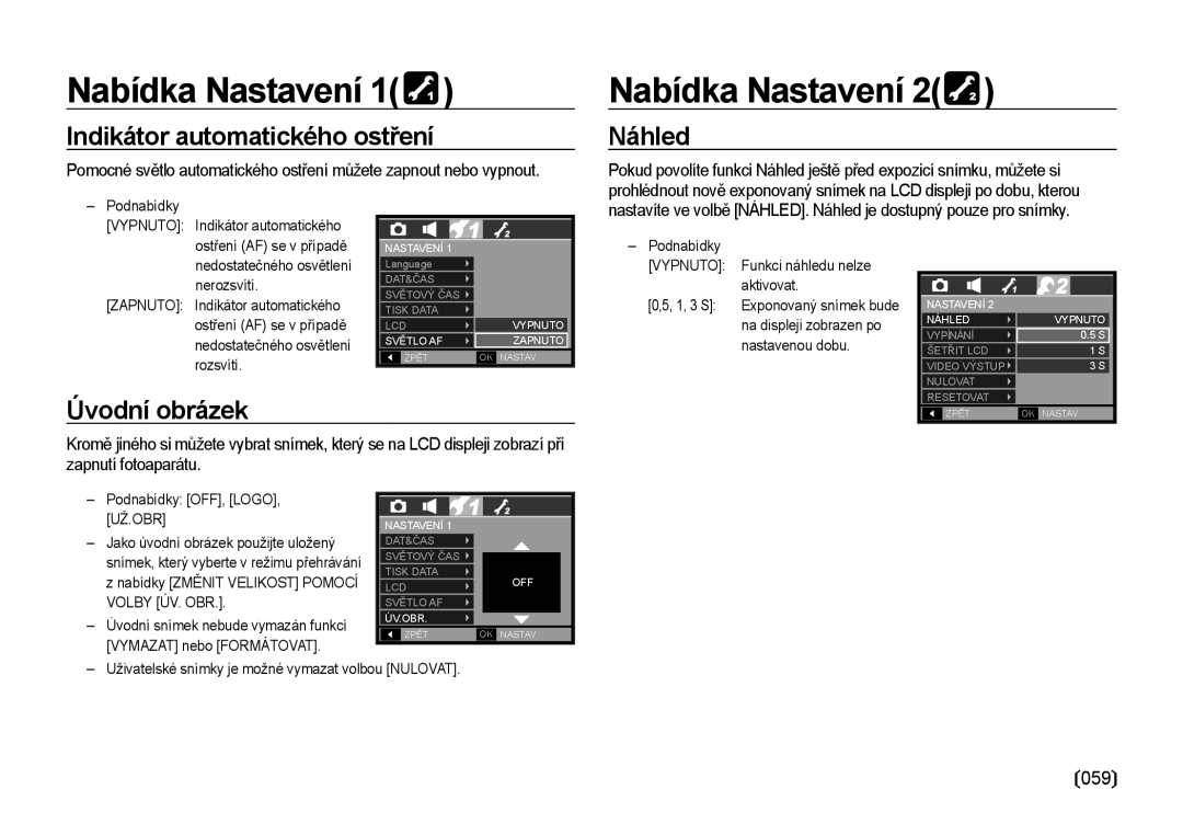 Samsung EC-I85ZZRBA/DE, EC-I85ZZBBA/E3, EC-I85ZZSBA/E3 manual Indikátor automatického ostření, Úvodní obrázek, Náhled, 059 