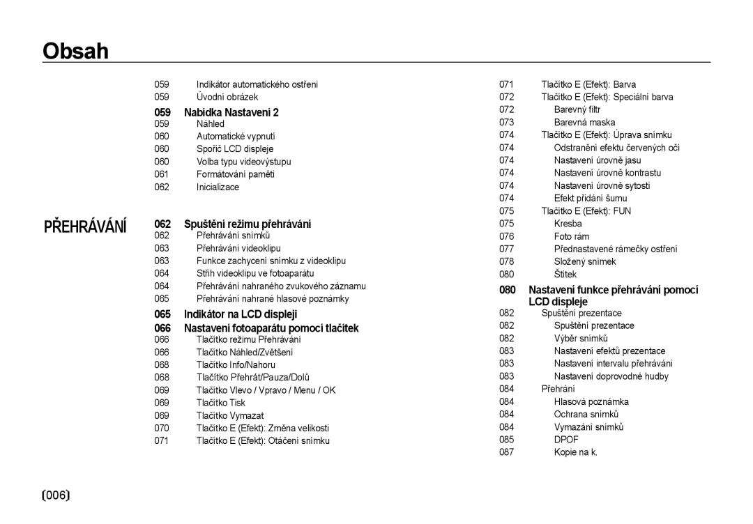 Samsung EC-I85ZZBBA/E3, EC-I85ZZSBA/E3, EC-I85ZZRBA/DE manual 006, Dpof 