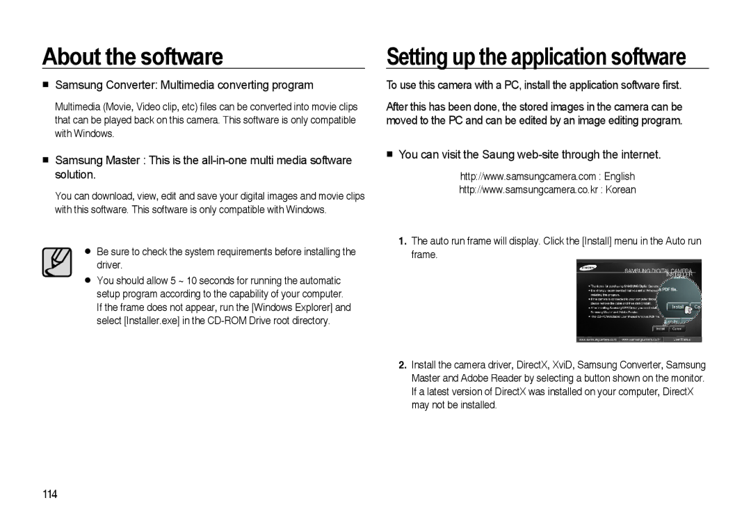 Samsung EC-I85ZZRBA/AS, EC-I85ZZSAA Setting up the application software,  Samsung Converter Multimedia converting program 