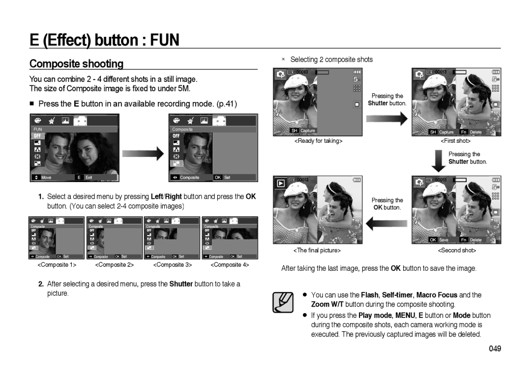 Samsung EC-I85ZZRSA/E1, EC-I85ZZRBA/E2, EC-I85ZZGBA/E2, EC-I85ZZBBA/E3, EC-I85ZZBBA/E1 Composite shooting, Shutter button 