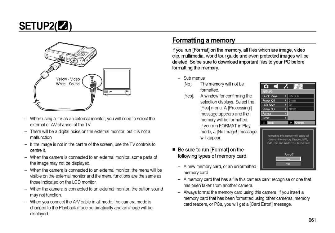 Samsung EC-I85ZZGBA/US, EC-I85ZZRBA/E2, EC-I85ZZGBA/E2, EC-I85ZZBBA/E3 manual Formatting a memory,  Be sure to run Format on 