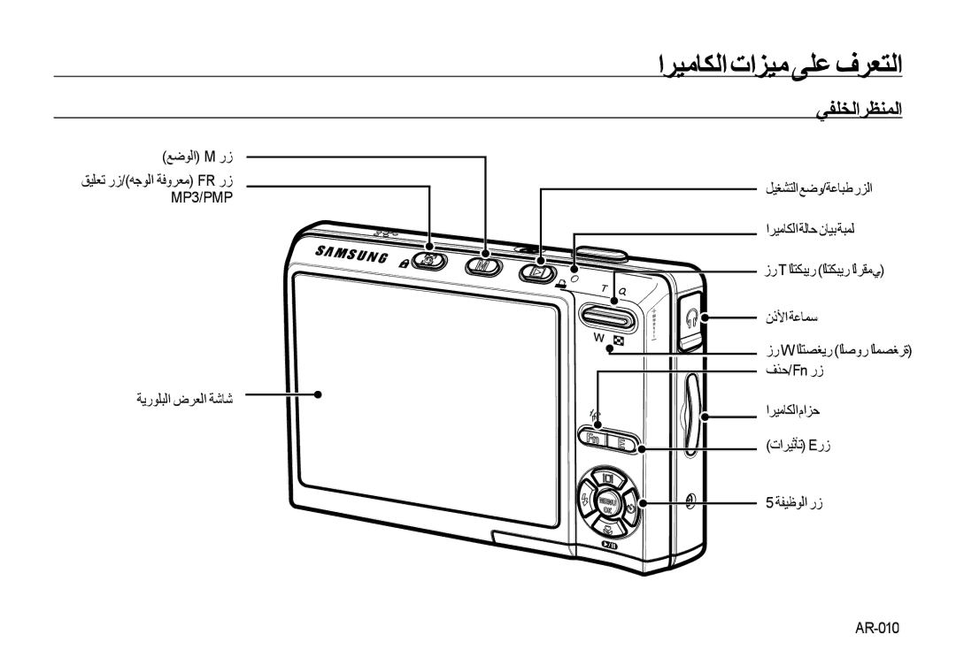 Samsung EC-I85ZZSBA/E1, EC-I85ZZRBA/E2, EC-I85ZZGBA/E2 ﻲﻔﻠﺨﻟﺍﺮﻈﻨﻤﻟﺍ, ﻊﺿﻮﻟﺍ M ﺭﺯ, ﺔﻳﺭﻮﻠﺒﻟﺍ ﺽﺮﻌﻟﺍ ﺔﺷﺎﺷ, ﺔﻔﻴﻇﻮﻟﺍ ﺭﺯ AR-010 