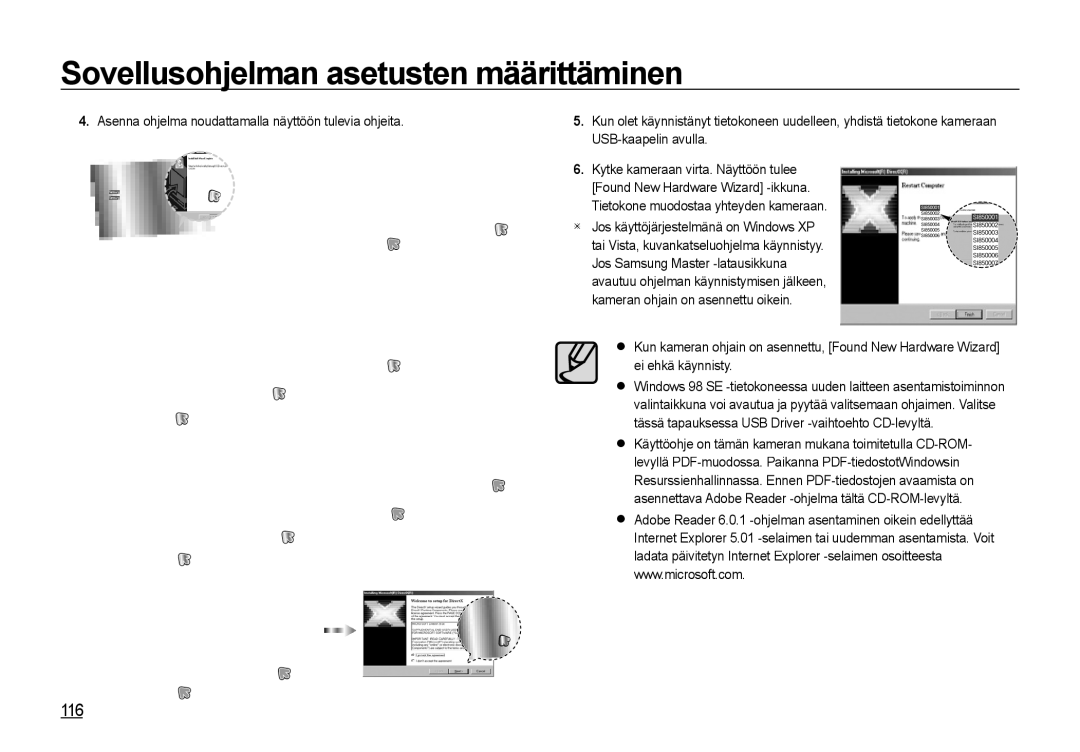 Samsung EC-I85ZZGBA/E2, EC-I85ZZRBA/E2, EC-I85ZZBBA/E3, EC-I85ZZSBA/E2 manual 116, Tietokone muodostaa yhteyden kameraan 