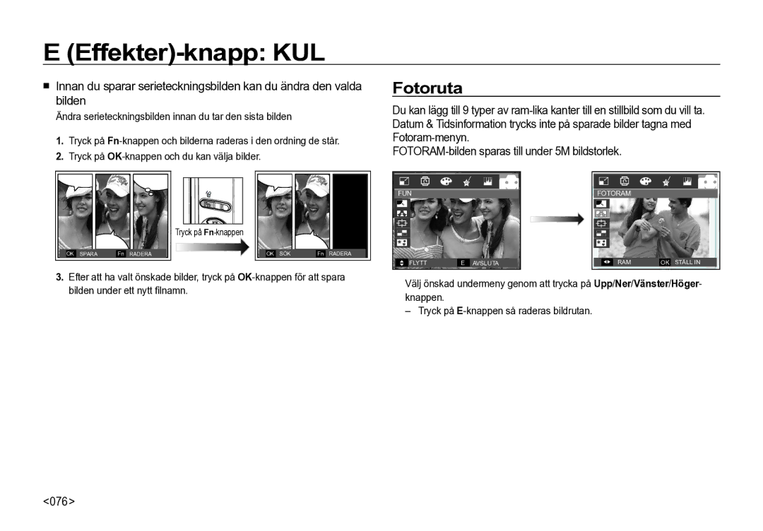 Samsung EC-I85ZZGBA/E2, EC-I85ZZRBA/E2, EC-I85ZZBBA/E3, EC-I85ZZSBA/E2, EC-I85ZZBBA/E2 manual Fotoruta, 076 