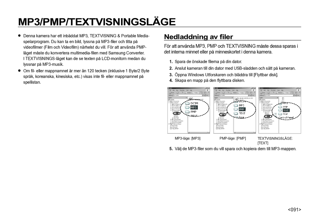 Samsung EC-I85ZZGBA/E2, EC-I85ZZRBA/E2, EC-I85ZZBBA/E3, EC-I85ZZSBA/E2, EC-I85ZZBBA/E2 manual Nedladdning av ﬁler, 091 