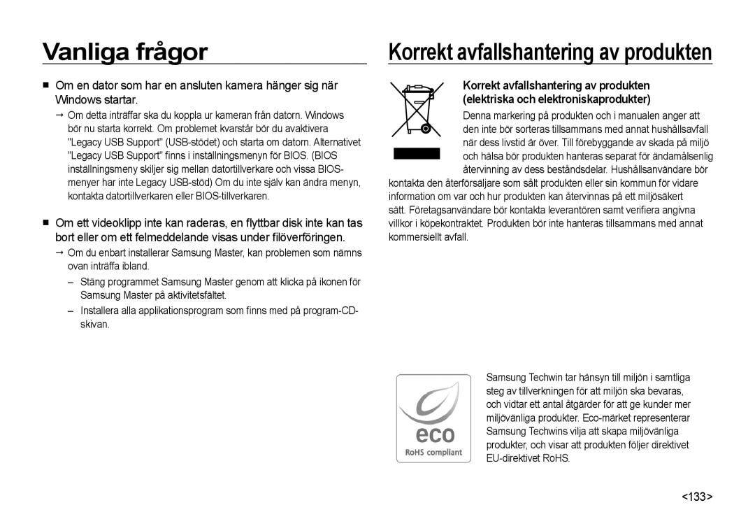 Samsung EC-I8ZZZUBA/E2, EC-I8ZZZPBA/E2, EC-I8ZZZWBA/E3 133, Denna markering på produkten och i manualen anger att 