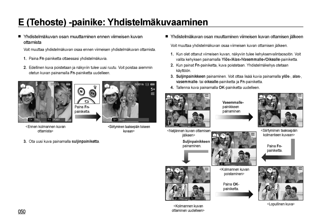 Samsung EC-I8ZZZUBA/E3, EC-I8ZZZPBA/E2, EC-I8ZZZWBA/E3, EC-I8ZZZBBA/E3 Paina Fn-painiketta ottaessasi yhdistelmäkuvia, 050 