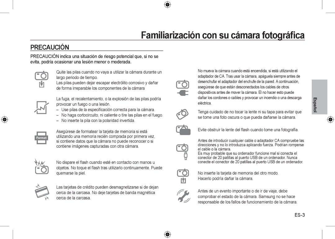 Samsung EC-I8ZZZPBA/HK, EC-I8ZZZPBA/E2, EC-I8ZZZWBA/E3, EC-I8ZZZPBA/GB, EC-I8ZZZBBA/E3, EC-I8ZZZPBB/FR manual Precaución, ES-3 