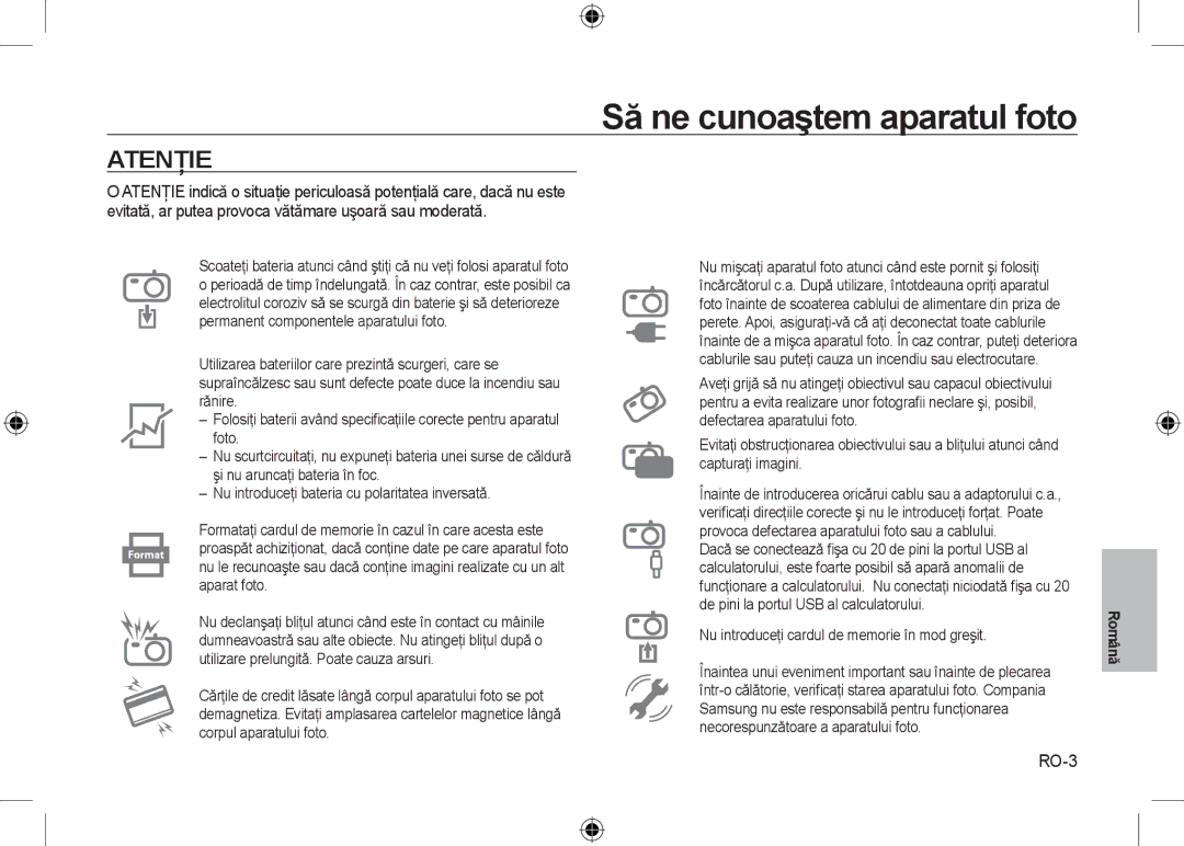 Samsung EC-I8ZZZWBA/MX, EC-I8ZZZPBA/E2, EC-I8ZZZWBA/E3, EC-I8ZZZPBA/GB, EC-I8ZZZBBA/E3, EC-I8ZZZPBB/FR manual Atenţie, RO-3 