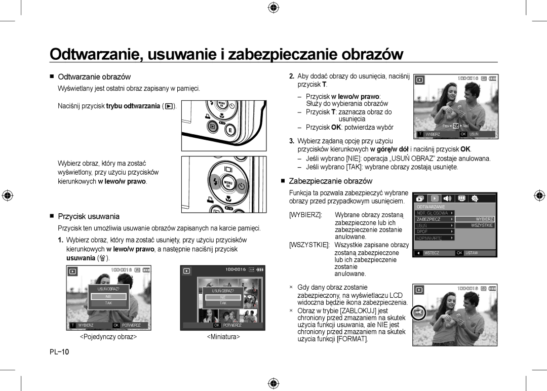 Samsung EC-I8ZZZPBA/TW, EC-I8ZZZPBA/E2 manual Odtwarzanie, usuwanie i zabezpieczanie obrazów,  Odtwarzanie obrazów 