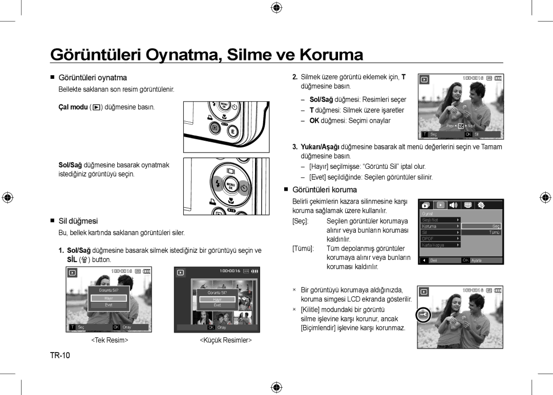 Samsung EC-I8ZZZBBA/GB Görüntüleri Oynatma, Silme ve Koruma,  Görüntüleri oynatma,  Sil düğmesi,  Görüntüleri koruma 