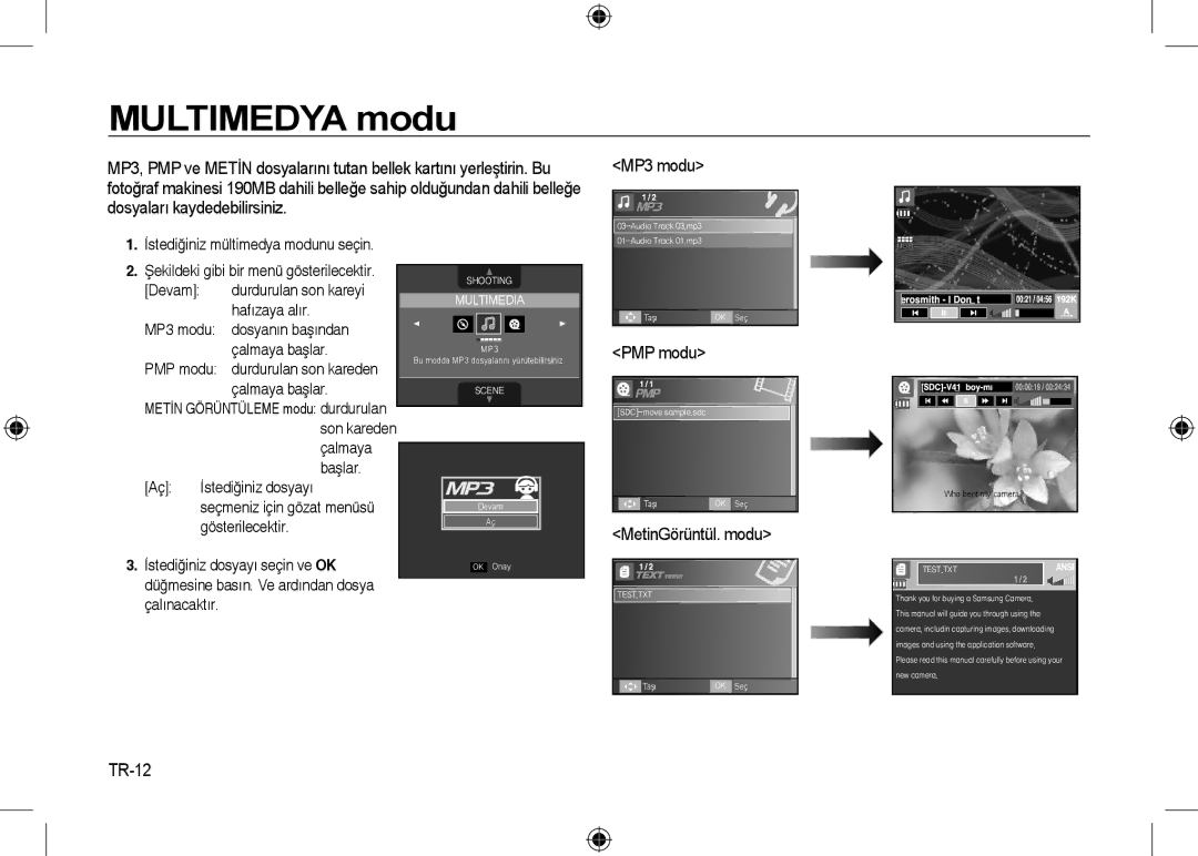 Samsung EC-I8ZZZBBB/MX, EC-I8ZZZPBA/E2, EC-I8ZZZWBA/E3, EC-I8ZZZPBA/GB PMP modu, MetinGörüntül. modu, TR-12, Hafızaya alır 