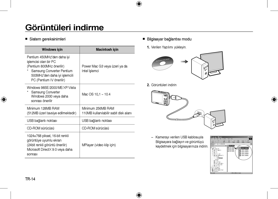 Samsung EC-I8ZZZUBA/DE, EC-I8ZZZPBA/E2 Görüntüleri indirme,  Sistem gereksinimleri,  Bilgisayar bağlantısı modu, TR-14 