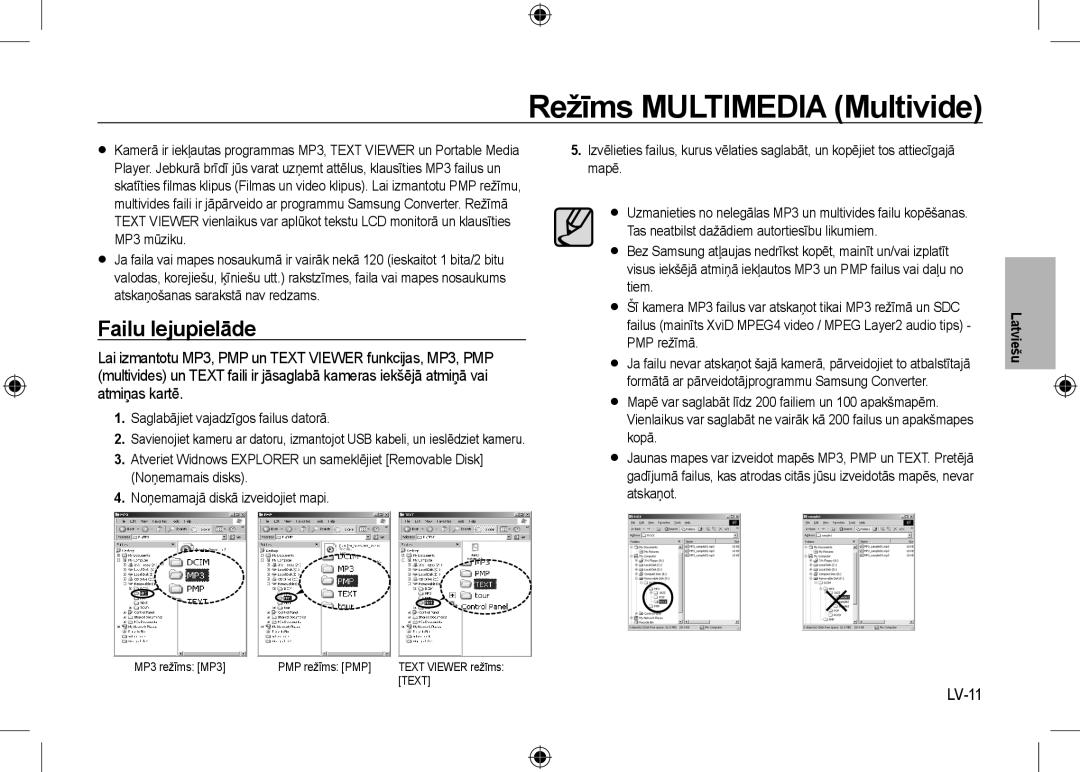 Samsung EC-I8ZZZBBA/IN manual Režīms Multimedia Multivide, Failu lejupielāde, Saglabājiet vajadzīgos failus datorā, LV-11 