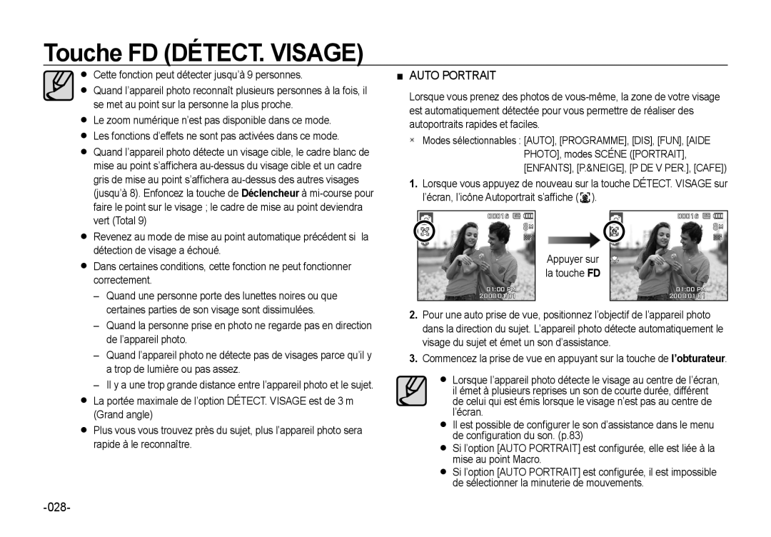 Samsung EC-I8ZZZUBA/FR manual 028, De l’appareil photo, Trop de lumière ou pas assez, Grand angle, Rapide à le reconnaître 