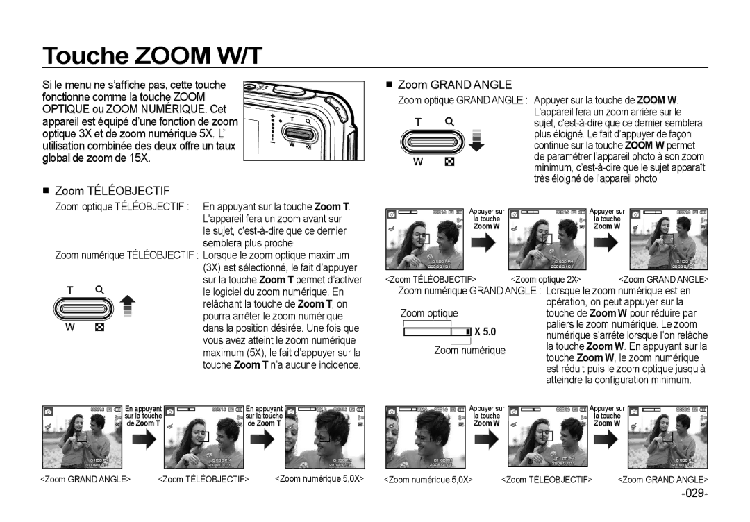 Samsung EC-I8ZZZPBA/FR, EC-I8ZZZPBA/E2, EC-I8ZZZWBA/E3, EC-I8ZZZPBA/GB Touche Zoom W/T, 029, Zoom optique Zoom numérique 