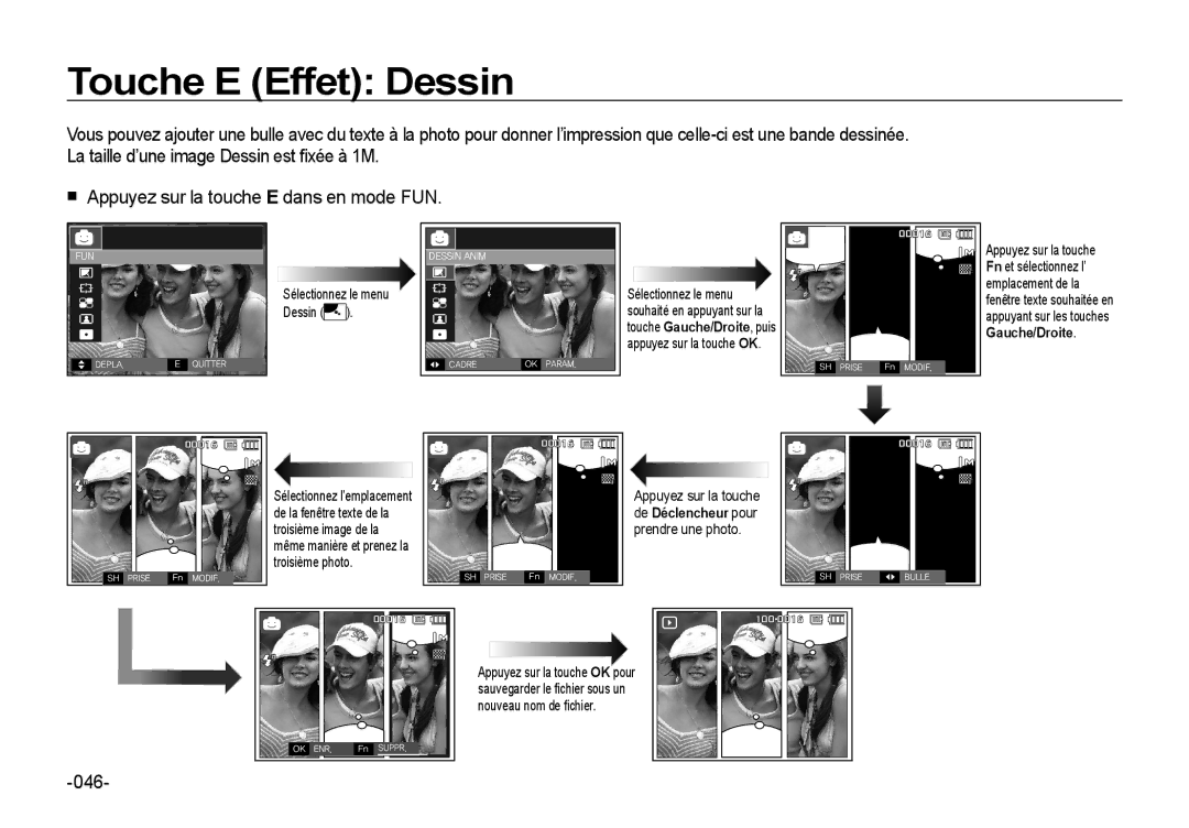 Samsung EC-I8ZZZUBA/FR, EC-I8ZZZPBA/E2, EC-I8ZZZWBA/E3, EC-I8ZZZPBA/GB, EC-I8ZZZBBA/E3 manual Touche E Effet Dessin, 046 