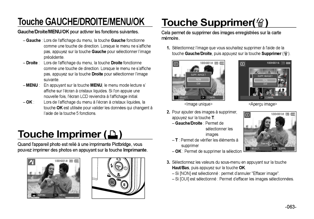 Samsung EC-I8ZZZPBA/E3, EC-I8ZZZPBA/E2, EC-I8ZZZWBA/E3, EC-I8ZZZPBA/GB, EC-I8ZZZBBA/E3 Touche Supprimer, Touche Imprimer, 063 