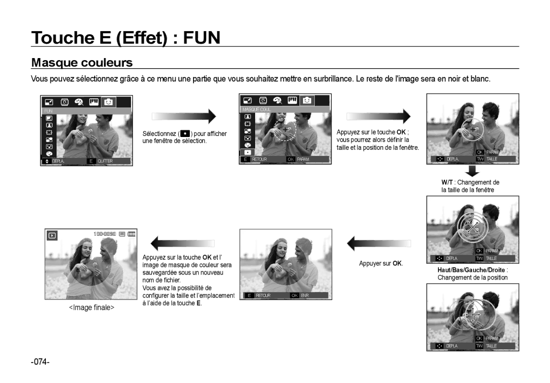 Samsung EC-I8ZZZBBA/E3, EC-I8ZZZPBA/E2, EC-I8ZZZWBA/E3, EC-I8ZZZPBA/GB, EC-I8ZZZPBB/FR manual Masque couleurs, 074, Image ﬁnale 