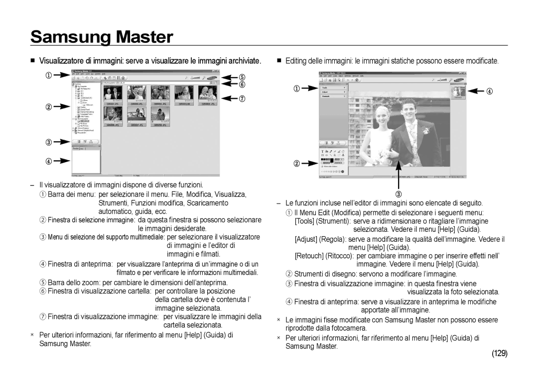 Samsung EC-I8ZZZUBA/E3 manual 129, Il visualizzatore di immagini dispone di diverse funzioni, Automatico, guida, ecc 