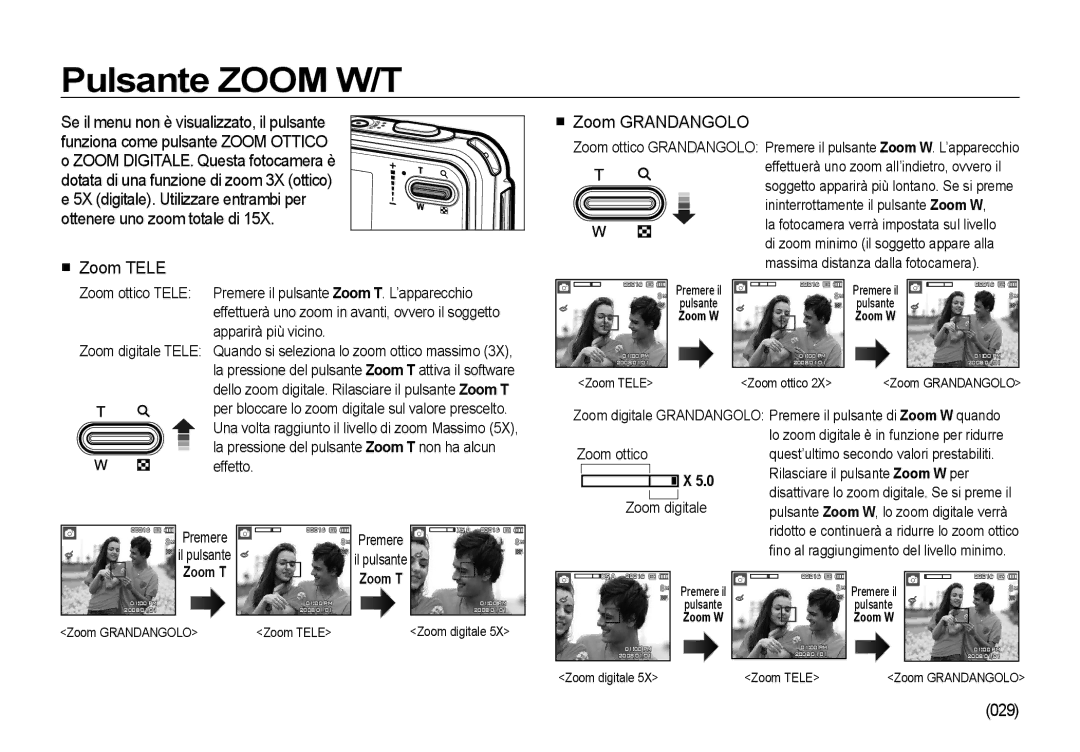 Samsung EC-I8ZZZBBA/IT, EC-I8ZZZWBA/E3, EC-I8ZZZBBA/E3, EC-I8ZZZUBA/E3 Pulsante Zoom W/T, Zoom Tele, Zoom Grandangolo, 029 