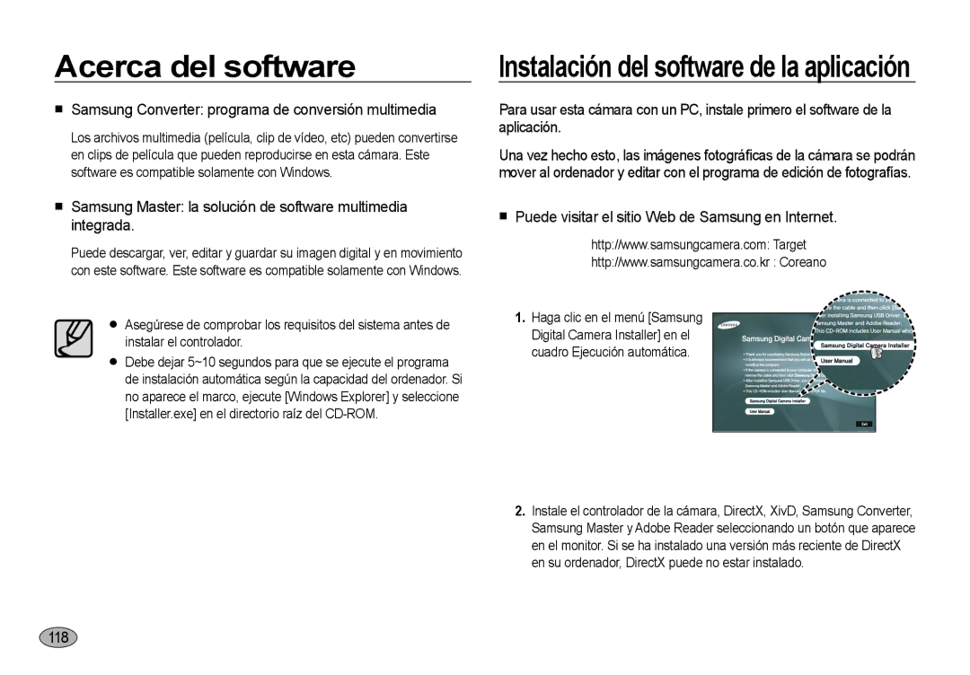 Samsung EC-I8ZZZWBA/E1 manual Samsung Converter programa de conversión multimedia, 1118, Haga clic en el menú Samsung 