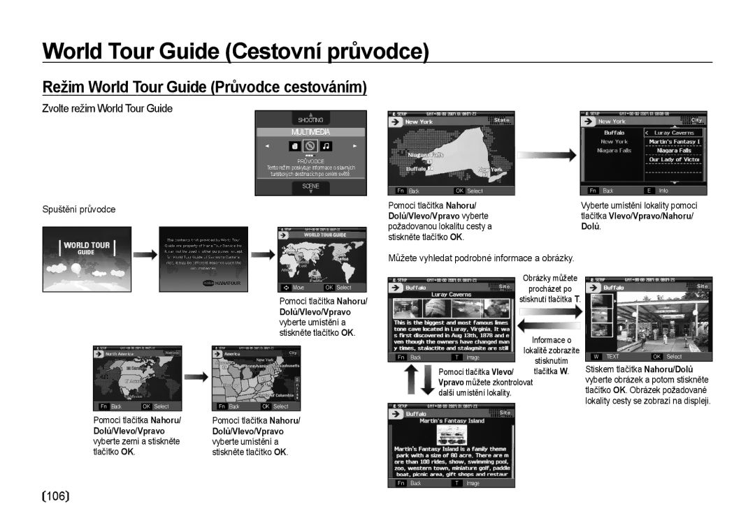 Samsung EC-I8ZZZBBA/E3 manual World Tour Guide Cestovní průvodce, Zvolte režim World Tour Guide, Spuštění průvodce 