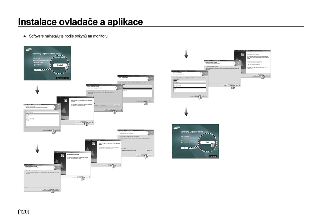 Samsung EC-I8ZZZBBA/E3, EC-I8ZZZWBA/E3 manual Software nainstalujte podle pokynů na monitoru 