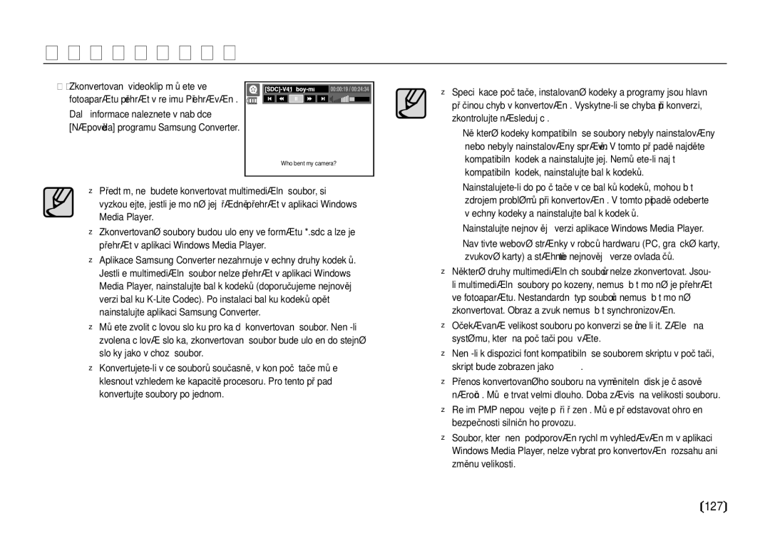 Samsung EC-I8ZZZWBA/E3 manual Kompatibilní kodek, nainstalujte balík kodeků, Všechny kodeky a nainstalujte balík kodeků 