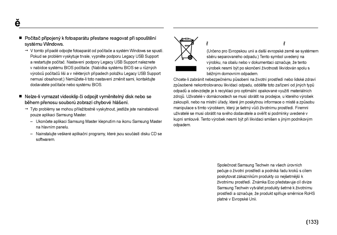 Samsung EC-I8ZZZWBA/E3, EC-I8ZZZBBA/E3 manual Správná likvidace tohoto výrobku, Běžným domovním odpadem 