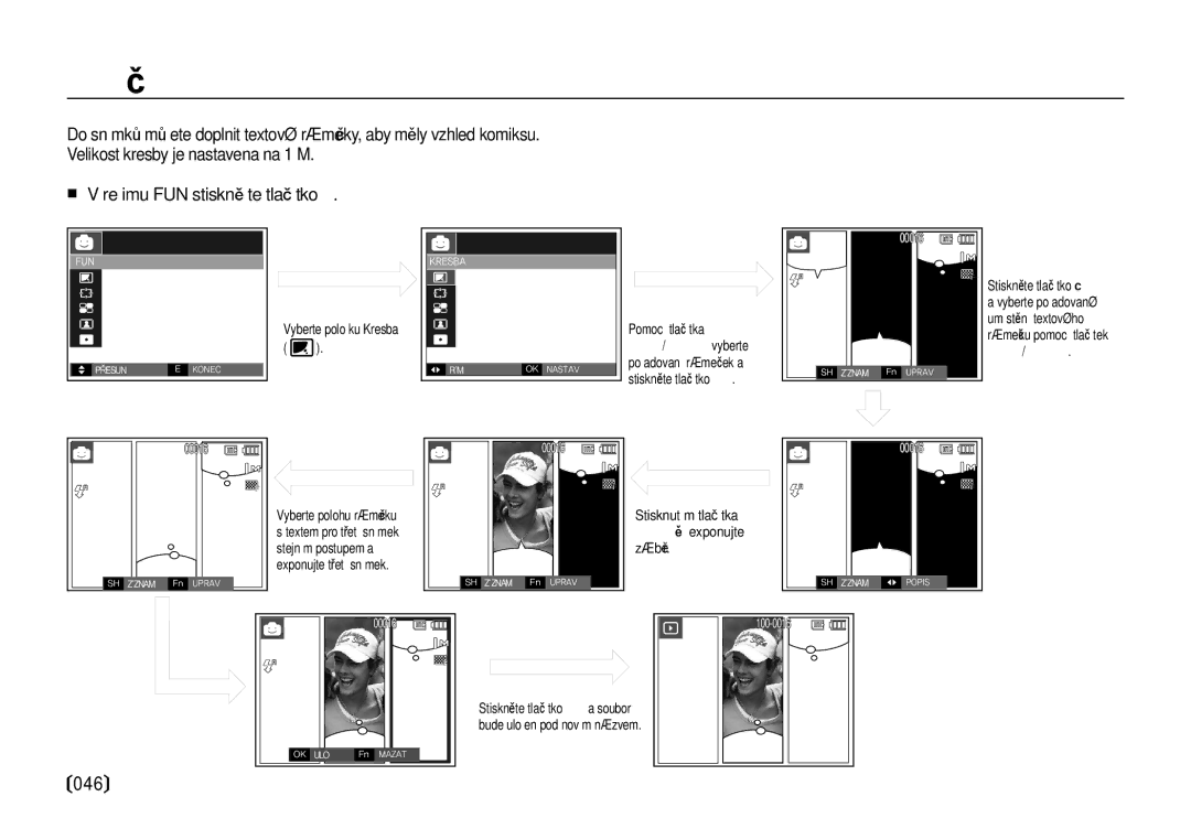 Samsung EC-I8ZZZBBA/E3, EC-I8ZZZWBA/E3 manual Tlačítko E Efekt Kresba, Vlevo/Vpravo 