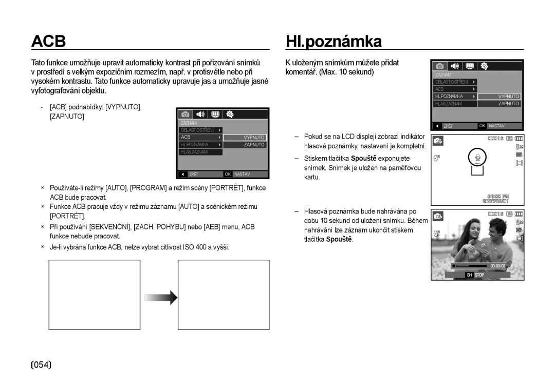 Samsung EC-I8ZZZBBA/E3, EC-I8ZZZWBA/E3 manual Hl.poznámka, Zapnuto 