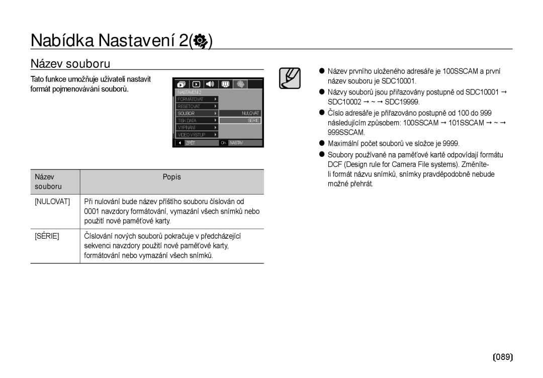 Samsung EC-I8ZZZWBA/E3, EC-I8ZZZBBA/E3 manual Název souboru, Název Popis Souboru, Nulovat, Série 