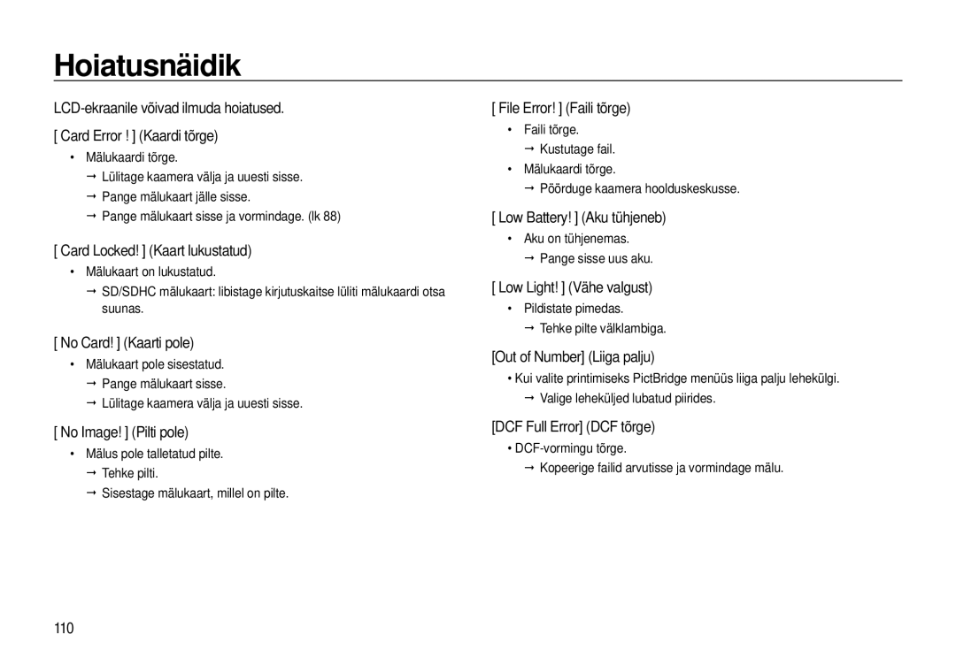 Samsung EC-I8ZZZBBA/RU, EC-I8ZZZWBA/RU manual Hoiatusnäidik 