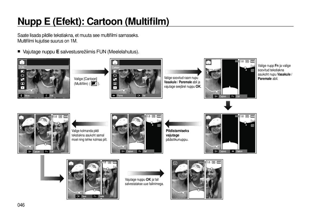 Samsung EC-I8ZZZBBA/RU, EC-I8ZZZWBA/RU manual Nupp E Efekt Cartoon Multiﬁlm, 046 