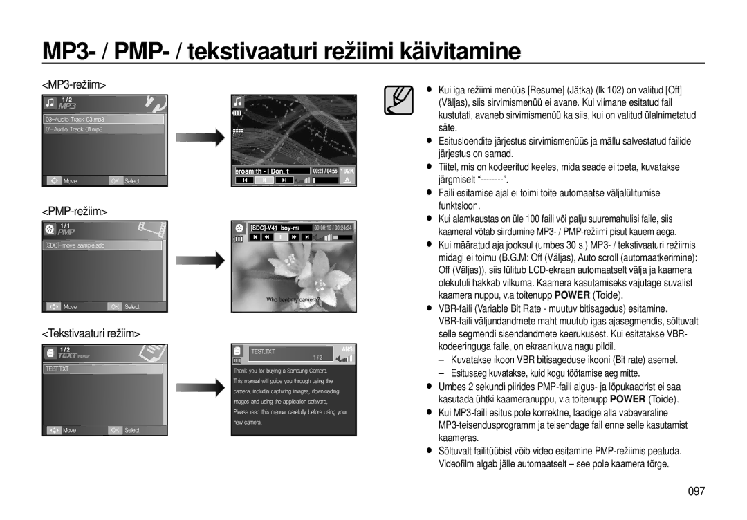 Samsung EC-I8ZZZWBA/RU, EC-I8ZZZBBA/RU manual 097, PMP-režiim 