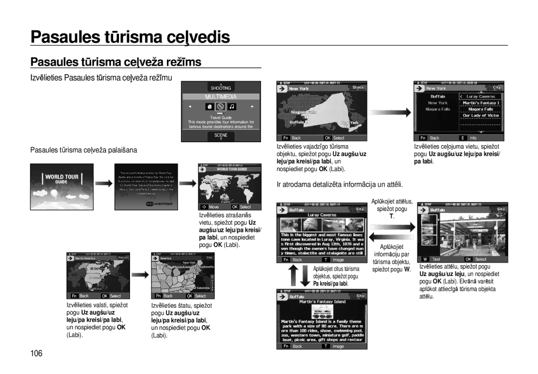 Samsung EC-I8ZZZBBA/RU, EC-I8ZZZWBA/RU Pasaules tūrisma ceļveža režīms, Izvēlieties Pasaules tūrisma ceļveža režīmu, 106 