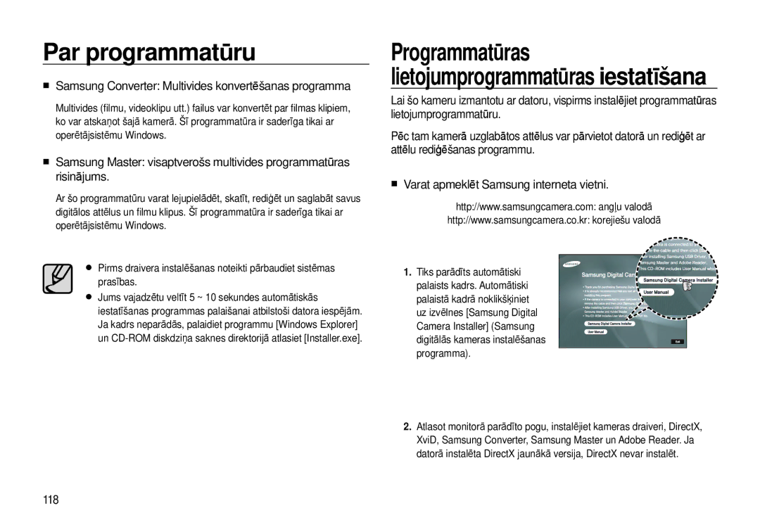 Samsung EC-I8ZZZBBA/RU, EC-I8ZZZWBA/RU manual „ Samsung Converter Multivides konvertēšanas programma, 118 