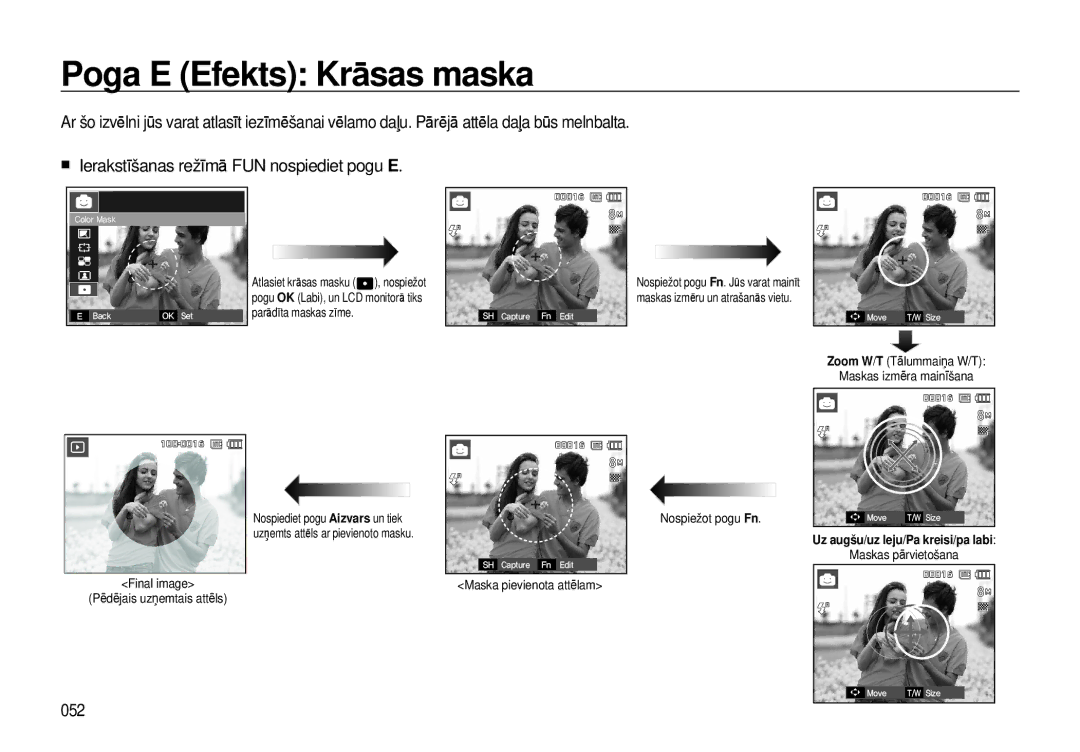 Samsung EC-I8ZZZBBA/RU, EC-I8ZZZWBA/RU manual Poga E Efekts Krāsas maska, 052 