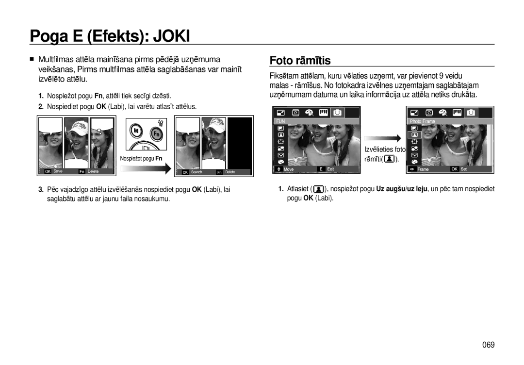 Samsung EC-I8ZZZWBA/RU, EC-I8ZZZBBA/RU manual Foto rāmītis, 069 