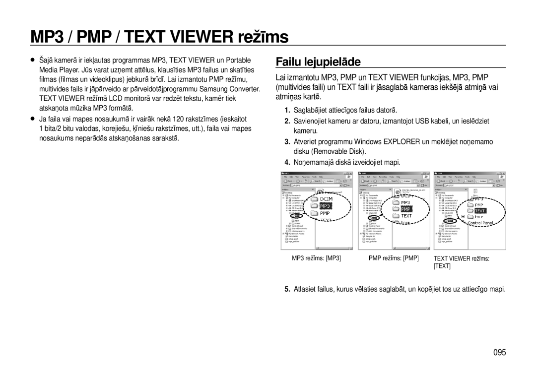 Samsung EC-I8ZZZWBA/RU, EC-I8ZZZBBA/RU manual MP3 / PMP / Text Viewer režīms, Failu lejupielāde, 095 