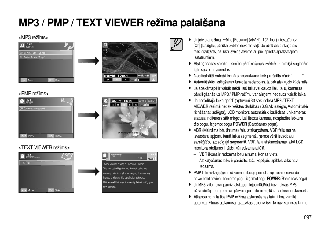 Samsung EC-I8ZZZWBA/RU, EC-I8ZZZBBA/RU manual 097, Text Viewer režīms 