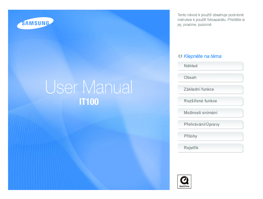 Samsung EC-IT100BBP/E3, EC-IT100BBP/E1, EC-IT100UBP/E3, EC-IT100SBP/E3, EC-IT100RBP/E3, EC-IT100RBP/E1 manual 