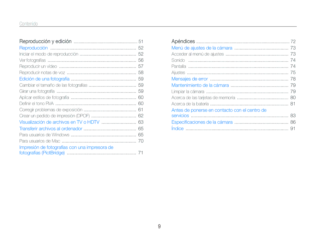 Samsung EC-IT100BBP/E1 manual Contenido, Impresión de fotografías con una impresora de 